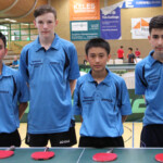 Die Schülermannschaft von Hertha BSC mit (v.l.n.r.) Nam Hoang Thai, Bruno Bäucker, Yuxiang Ding und Ali Baki Saglam